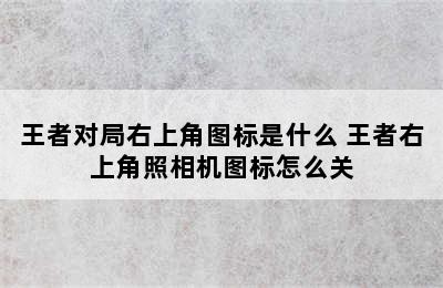 王者对局右上角图标是什么 王者右上角照相机图标怎么关